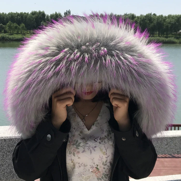 Color-8 Зимний шарф, воротник из натурального меха енота, высокое качество, Лисий мех, модное пальто, воротник-Кепка, хиджаб, женские роскошные шарфы - Цвет: Color-8