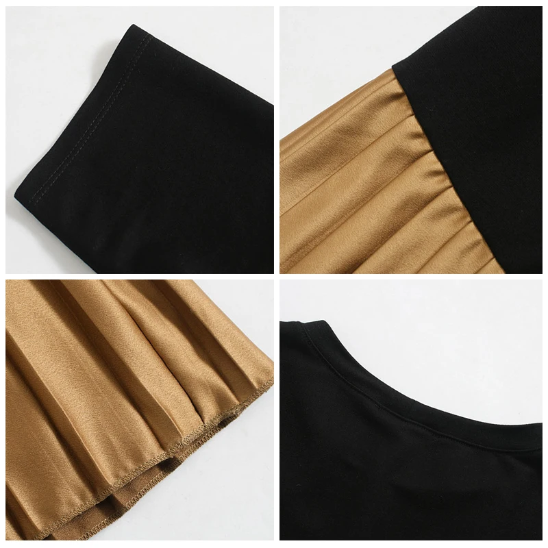 ROHOPO мини-платье с круглым воротником в стиле пэтчворк коротким рукавом