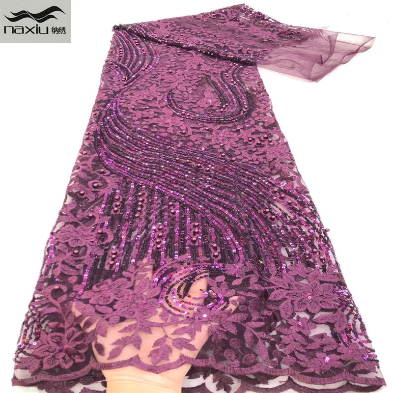 

Madison African Sequins Lace Fabric For Wedding Bridal Nigerian French Lace Fabric 2020 High Quality Lace Material Sewing