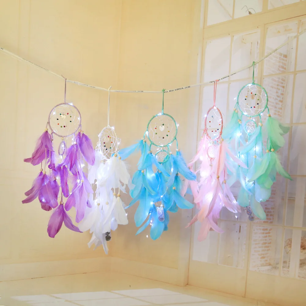 Креативный светильник в виде пера Ловец снов маленький Ночной подарок подвесной