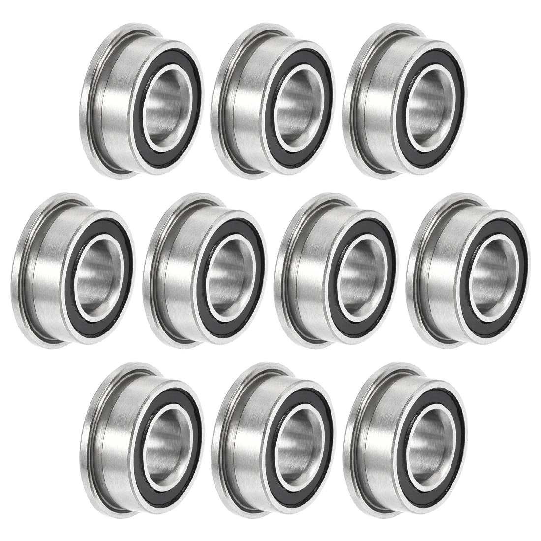 

uxcell MF105-2RS Flanged Ball Bearing 5x10x4mm Double Sealed Chrome Steel Bearing 10pcs
