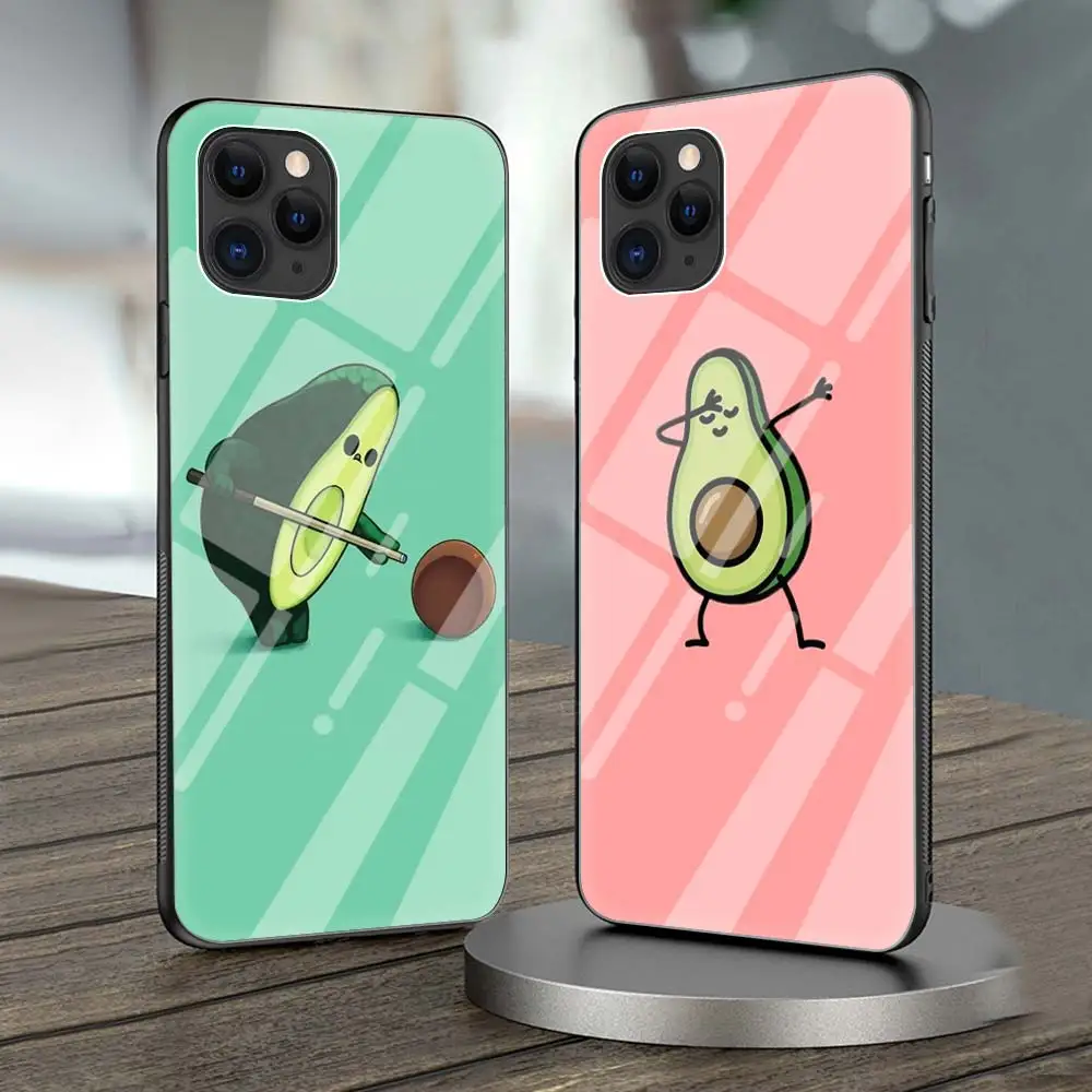 

Avocado Cute Cartoon Fruit Phone Case For iPhone 11 Pro MAX Cover For iPhone 12 Pro Max XR X XS 7 8 Plus SE 2020 Glass Shell