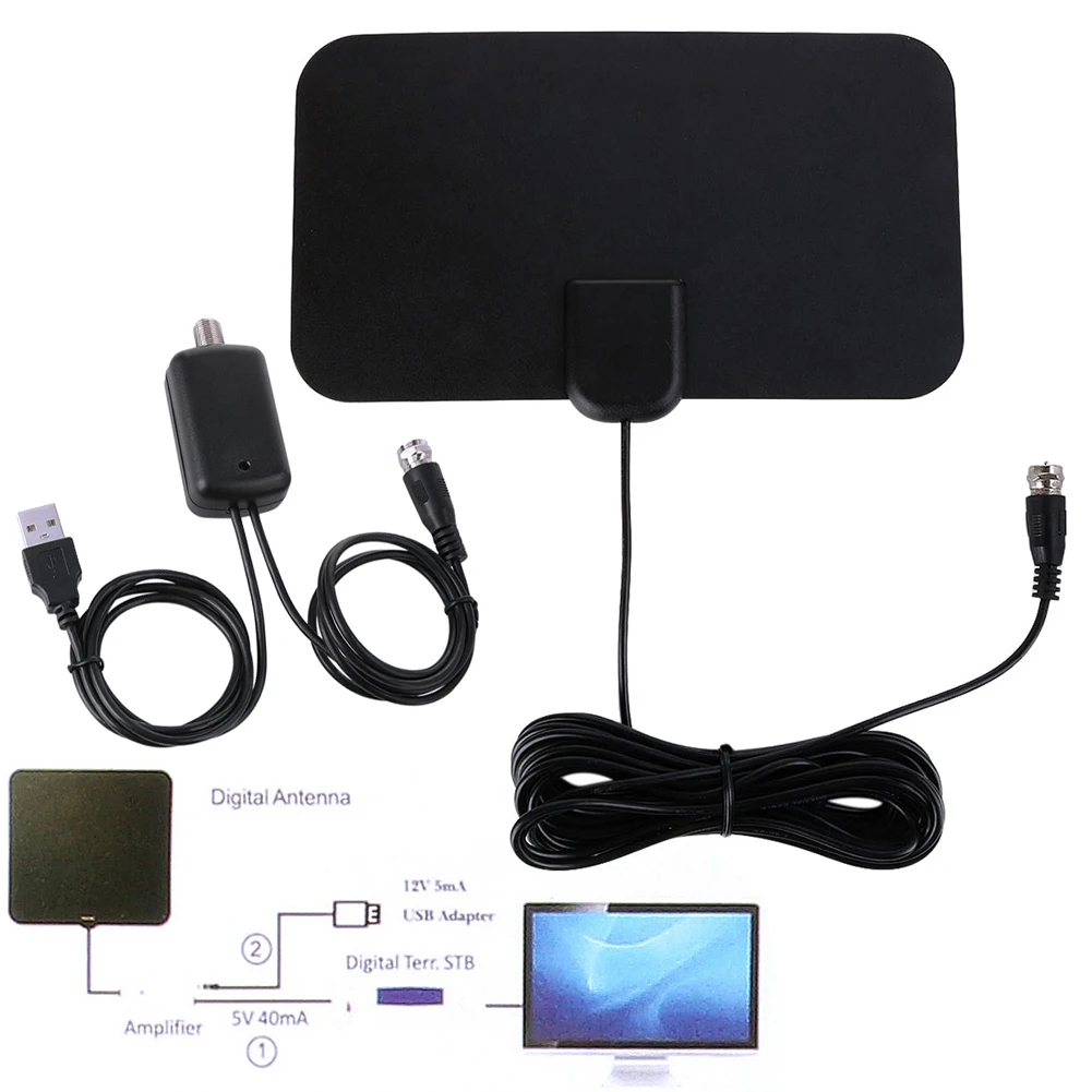 

Indoor HDTV Antena Digital TV Antenna + Signal Amplifier Booster VHF UHF Cable TV Surf Fox Antenas TV Radius Antennas DVB-T/T2