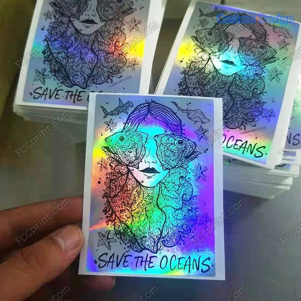 Holographic Printing Plain Destructible Hologram laser Graffiti Eggshell Paper Stickers