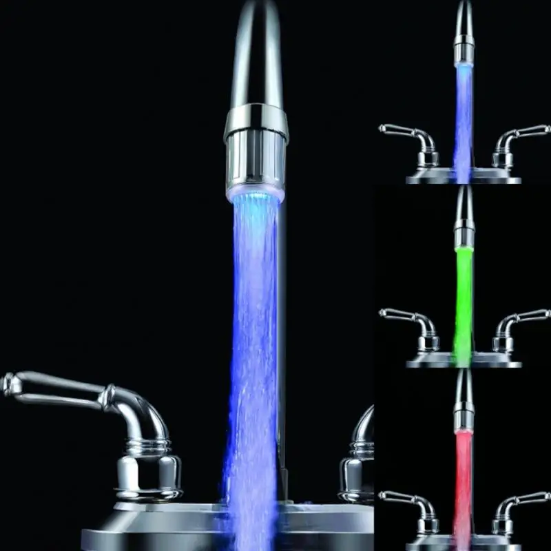 

LED Water Faucet Kitchen Bathroom Shower Tap Faucet Nozzle Head 7 Color Change Temperature Sensor Light Faucet Led