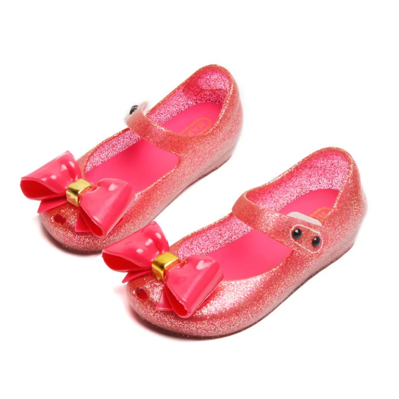 

2023 New Kids Girl Sandals for Summer Fashion Bowknot Jelly Shoes Princess Children PVC Shining Beach Shoes for Baby CSH1036