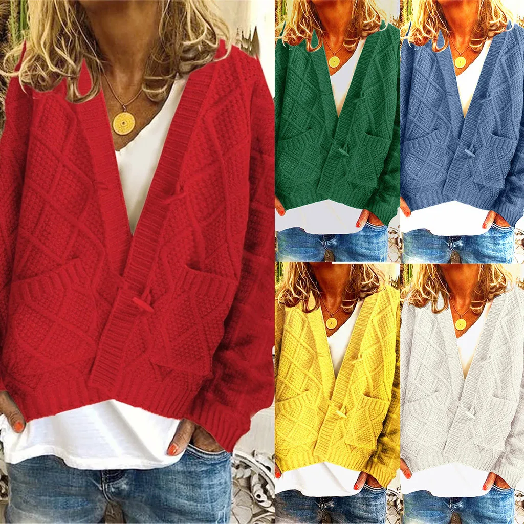 2019 женский осенний зимний свитер кардиган с v образным вырезом свободный длинным