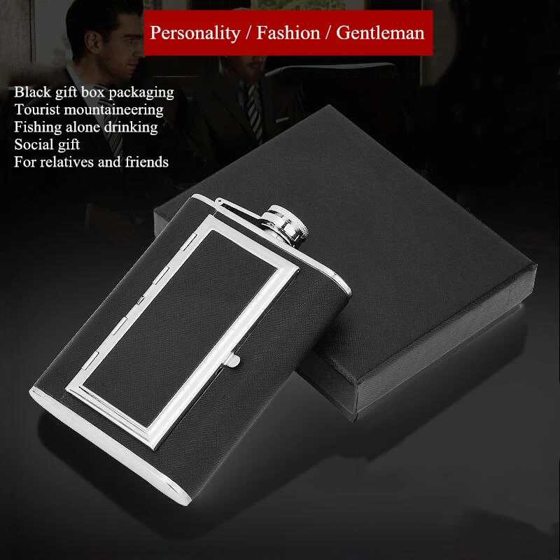 Портативная фляжка из нержавеющей стали многофункциональный чехол для сигарет