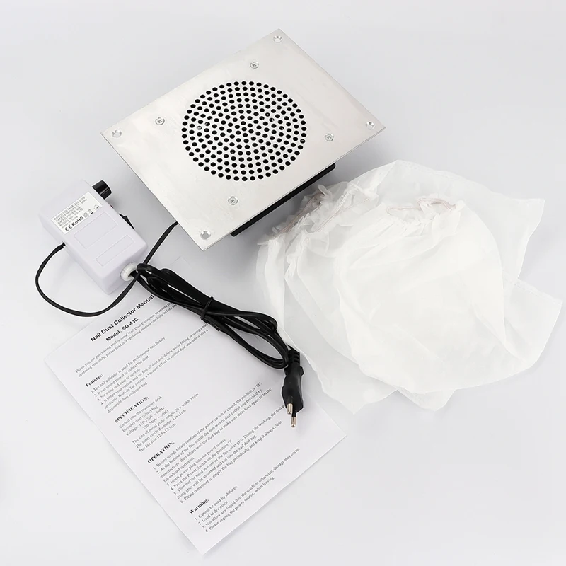 

Desk Nail Dust Collector Nails Machine Tools Equipment Nail Pedicure Art Vacuum Cleaner with Collecting Bag US Plug