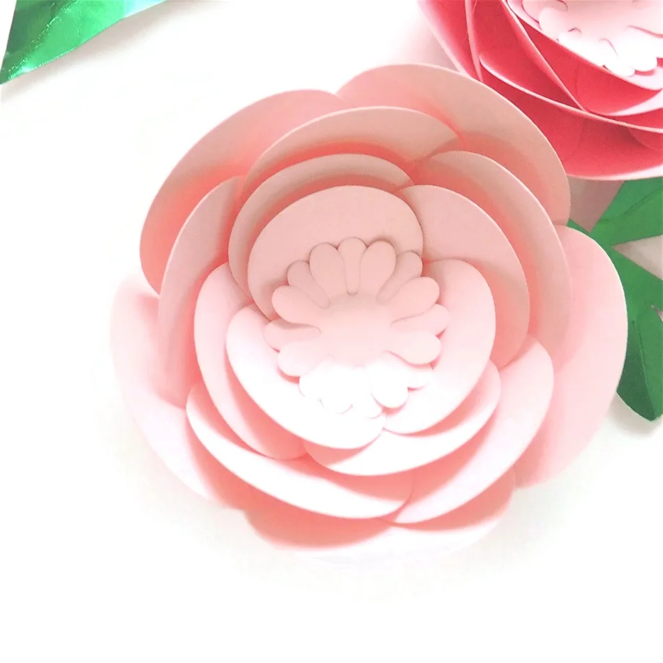 Розовые розы DIY бумажные цветы листья Набор для дня рождения Декорации детской