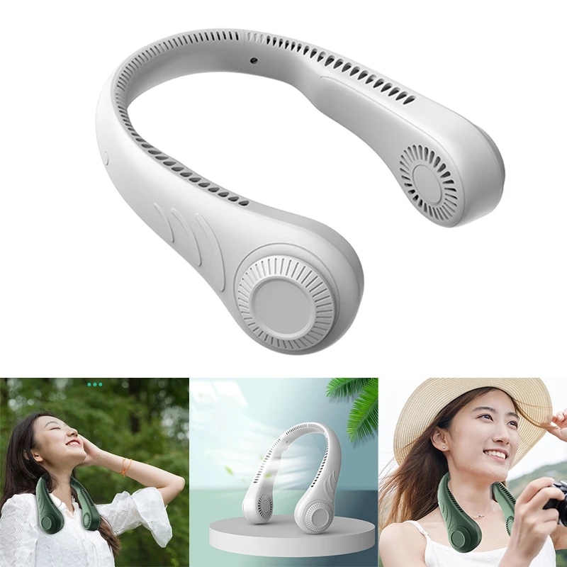 

Portable Leafless Hanging Neck Fan,360 Degree Lazy Neckband Fan 78 Surround Air Outlets USB 4000Mah Rechargeable Retail