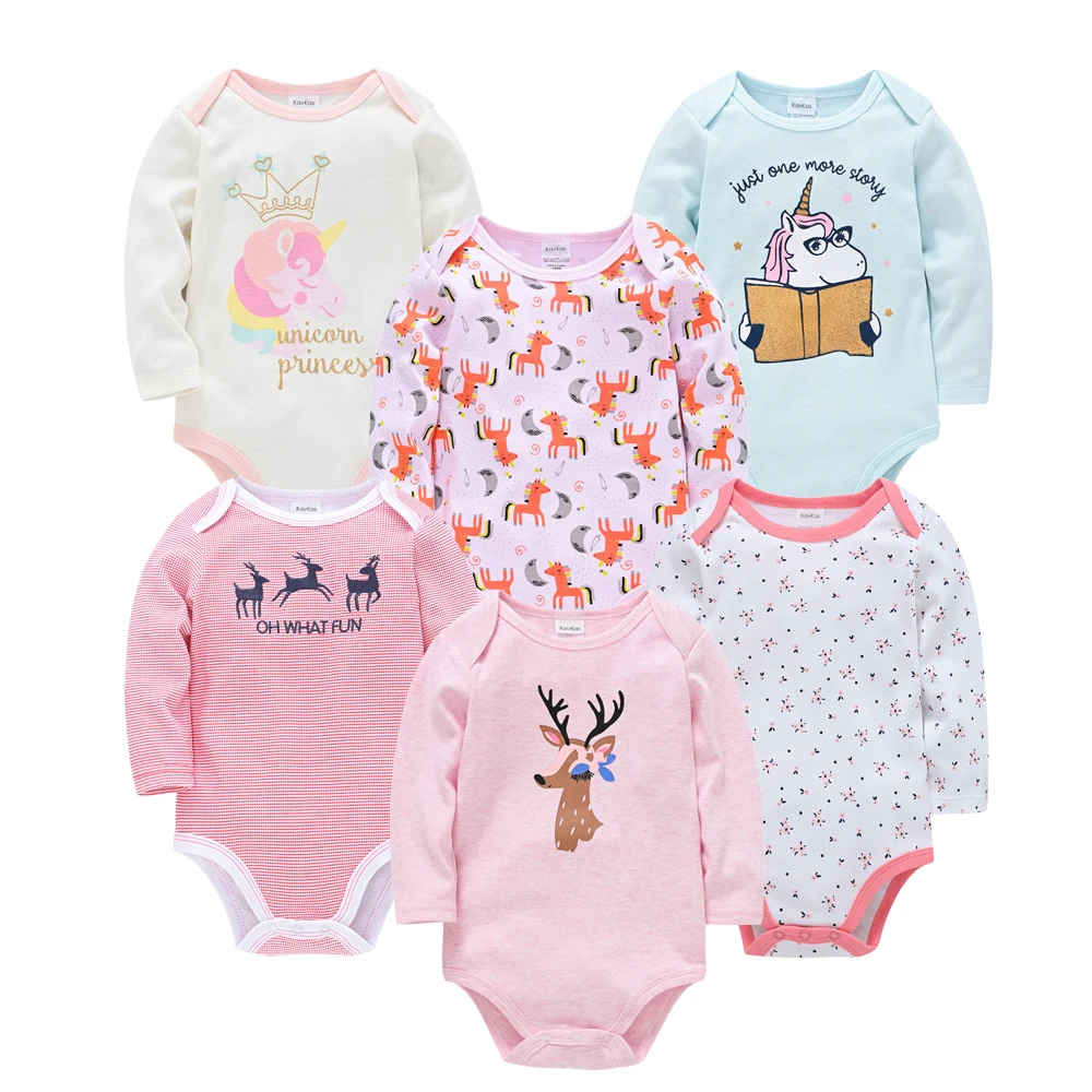 

Long Sleeve 2021 Baby Girl Bodysuit 3 6 Pcs/set Newborn Jumpsuit Cotton Cute Print 3m 6m 9m 12m 18m 24m bebe Clothes