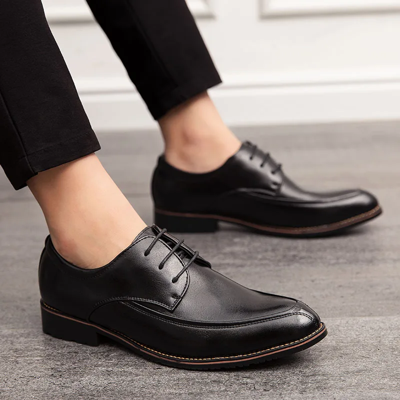 Новое поступление Мужские официальные кожаные туфли в стиле ретро Черные