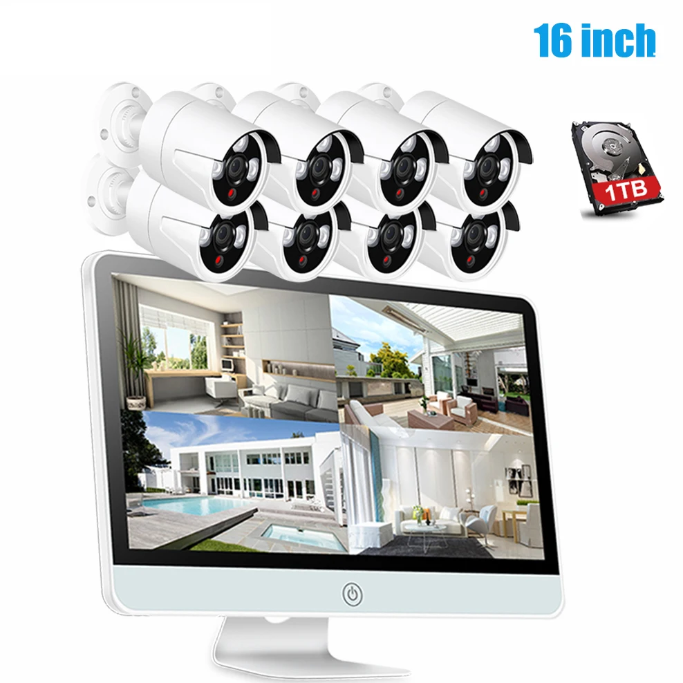 IMPORX HD 720P 8CH CCTV система Беспроводная 16 &quotLCD NVR безопасности камера 1.0MP ИК Открытый P2P