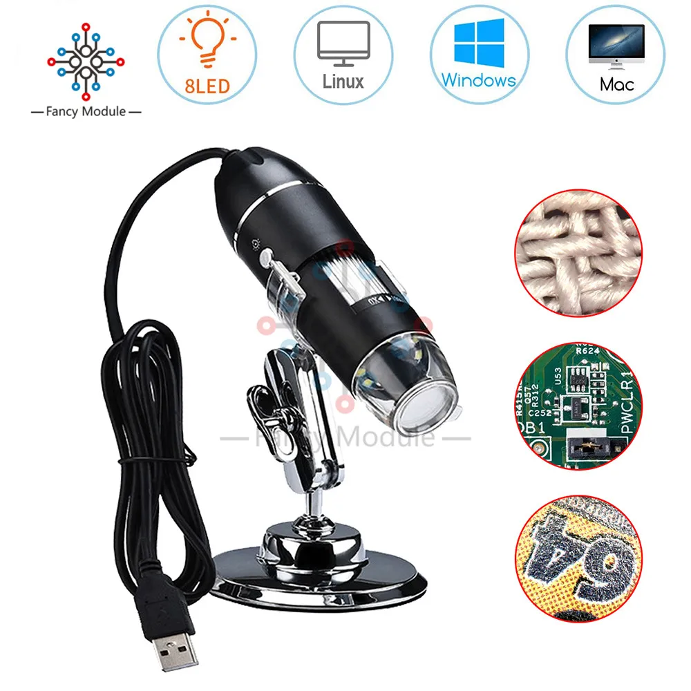 

diymore Portable USB Digital Microscope 500x/1000x/1600x Magnification Endoscope with 8 LEDs Bracket for Mac/Window/Linux
