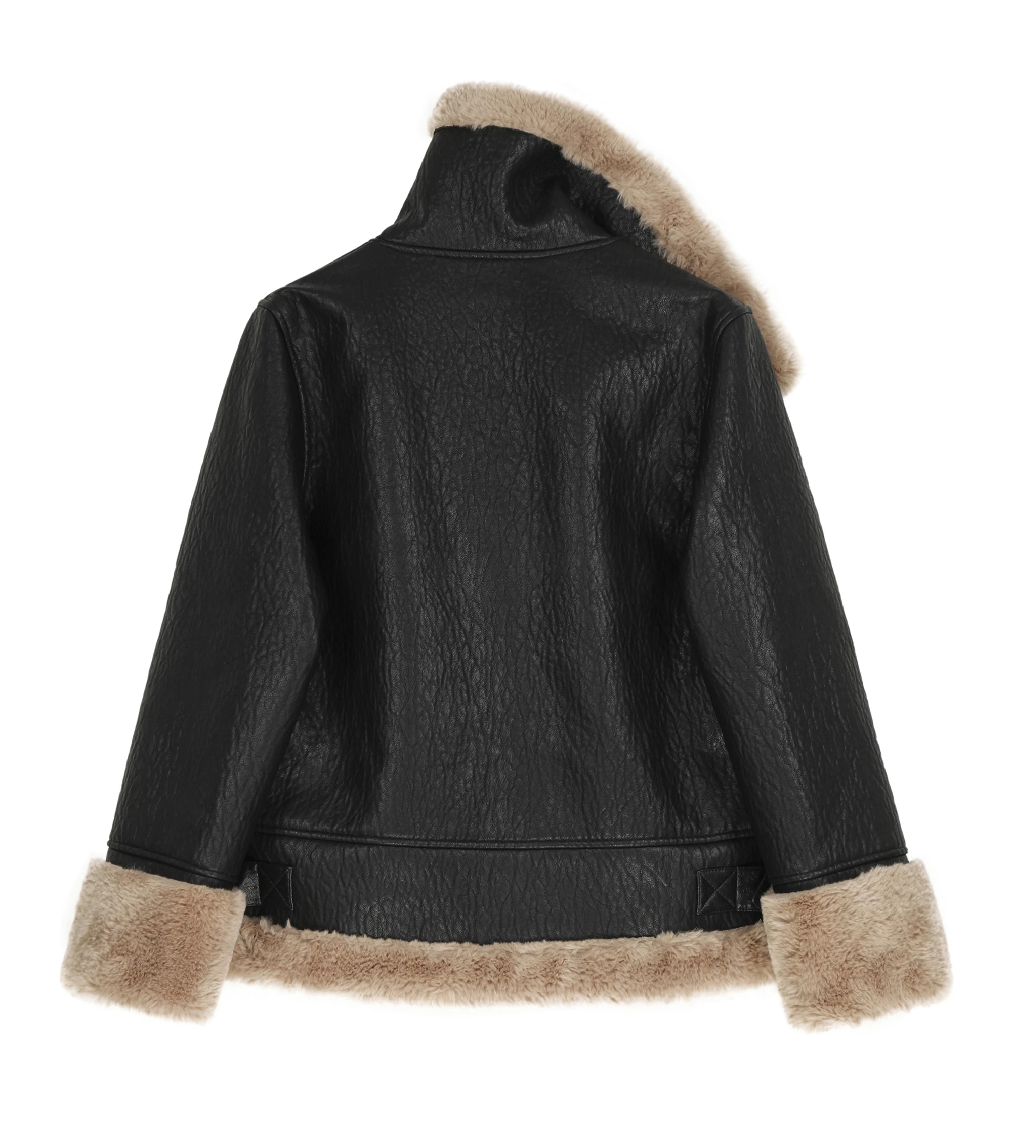 

Autumn and Winter New Leather Solid Loose Locomotive Imitation Mink Velvet Jacket Women