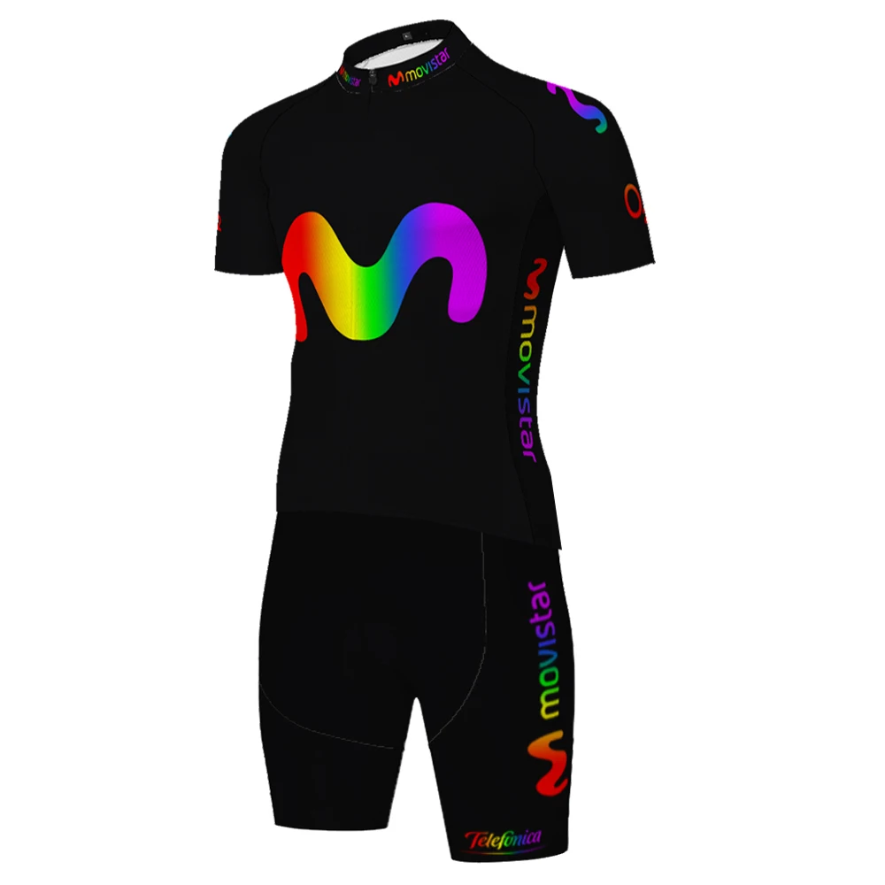 Командный movistar Трикотажный костюм для велоспорта боди с коротким рукавом