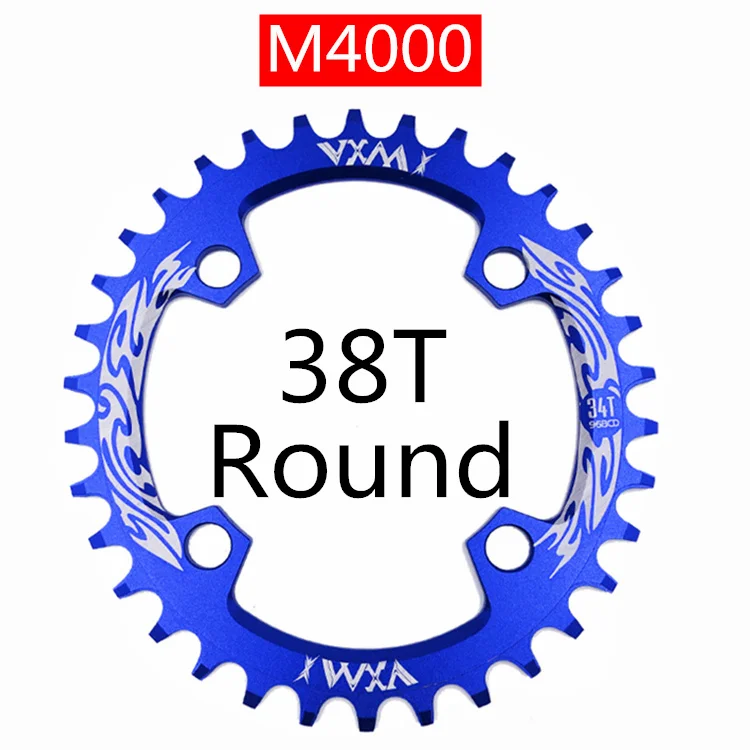 Blue 38T Round VXM Велосипедная кривошипная и цепная цепь VXM 96BCD 32 T/34 T/36 T/38 T круглая узкая широкая цепь MTB дорожный велосипед шатун бензопилы запчасти для велосипеда - Цвет: Blue 38T Round VXM