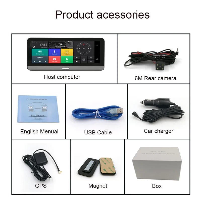 

Anfilite ADAS car dvr 4G GPS navigation Android 5.1 1080P dashcam Camera 7.84 " WiFi Bluetooth Car Dvr Rearview camera remot