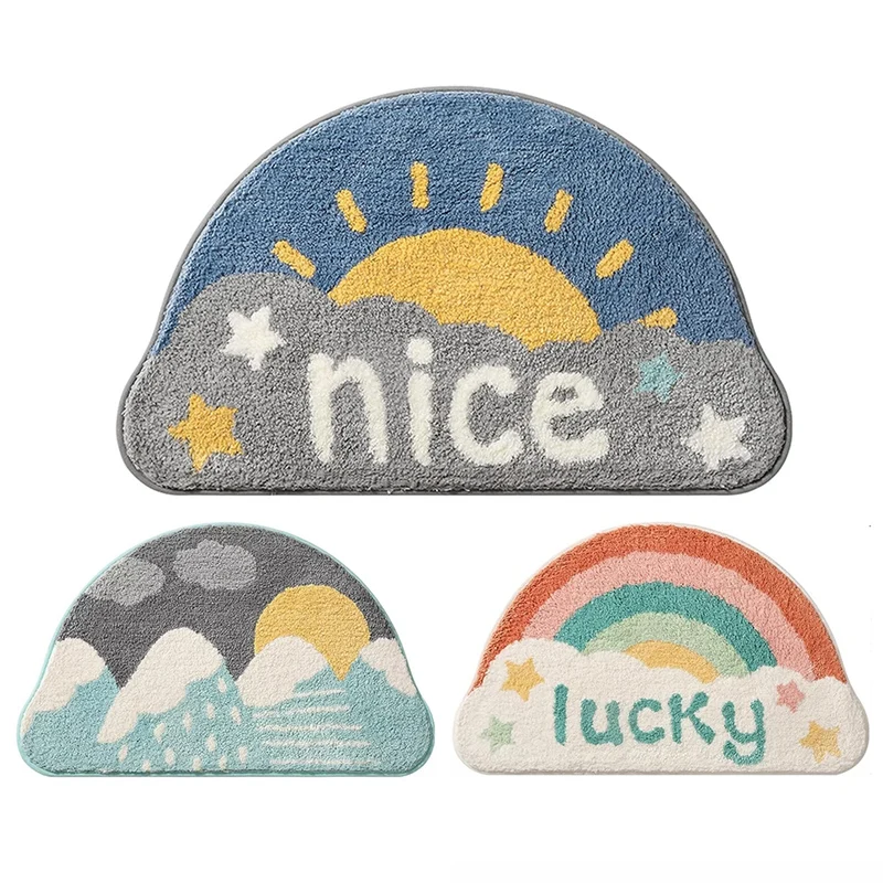 

Коврик для ванной Lucky Rainbow, полукруглый дверной коврик для душевой комнаты, коврик для ванной из микрофибры, Нескользящий Впитывающий Коврик...