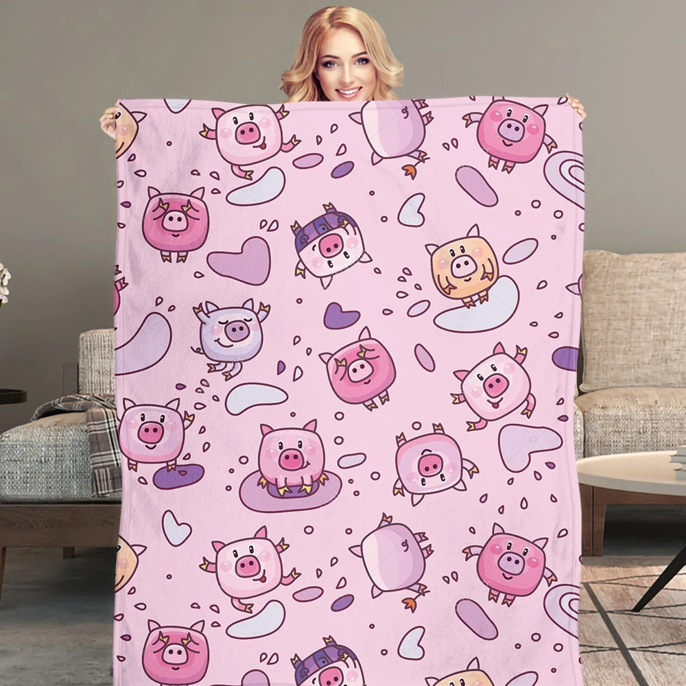 Kids Winter Warm Bedding Couch Bed Cover Pink Pig Pattern Soft Flannel Throw Fleece Blanket Bedspread Home Decoration | Дом и сад