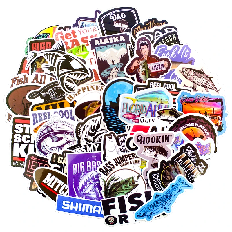 50 шт. забавные креативные ловить рыбу наклейки для окна чемодан Скейтборд