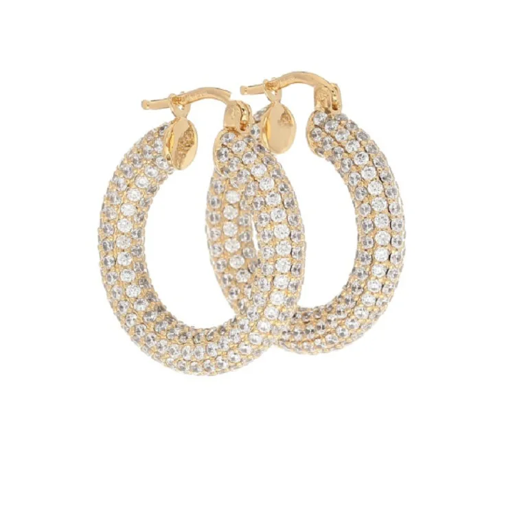 

2020 new 3A Zircon Earrings cool wind high sense retro simple temperament trendy Round Earrings