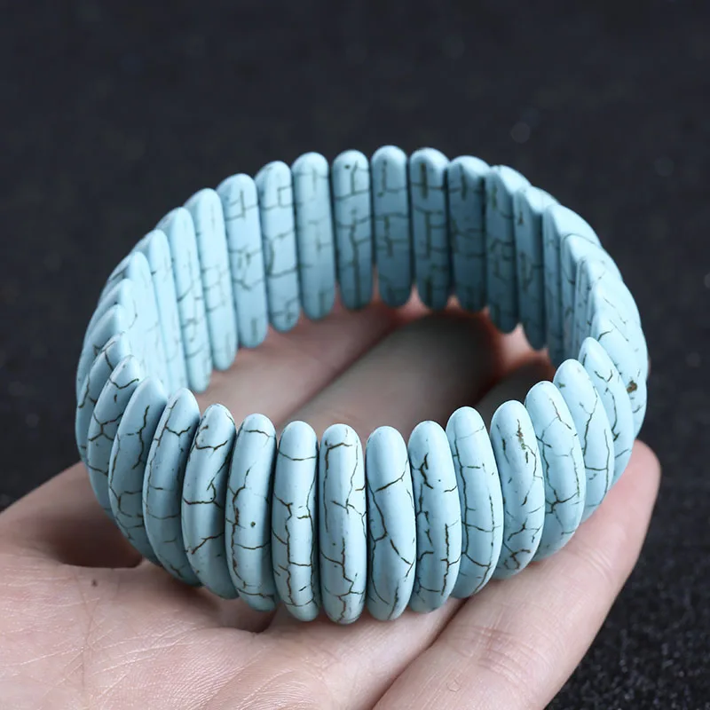 Браслеты из натурального бирюзового эластичного длинного камня отправляют
