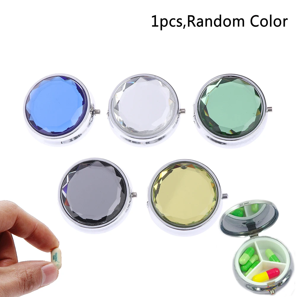 

1pcs Gold Metal Round Pill boxes Medicine Organizer Container Medicine Case Pill Candy Box