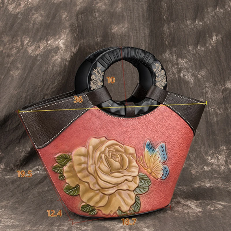 

YourSeason Female Designer 2021 Bags Genuine Leather Retro Handmade Womens Embossing Cowhide Floral Shoulder Luxury Handbags