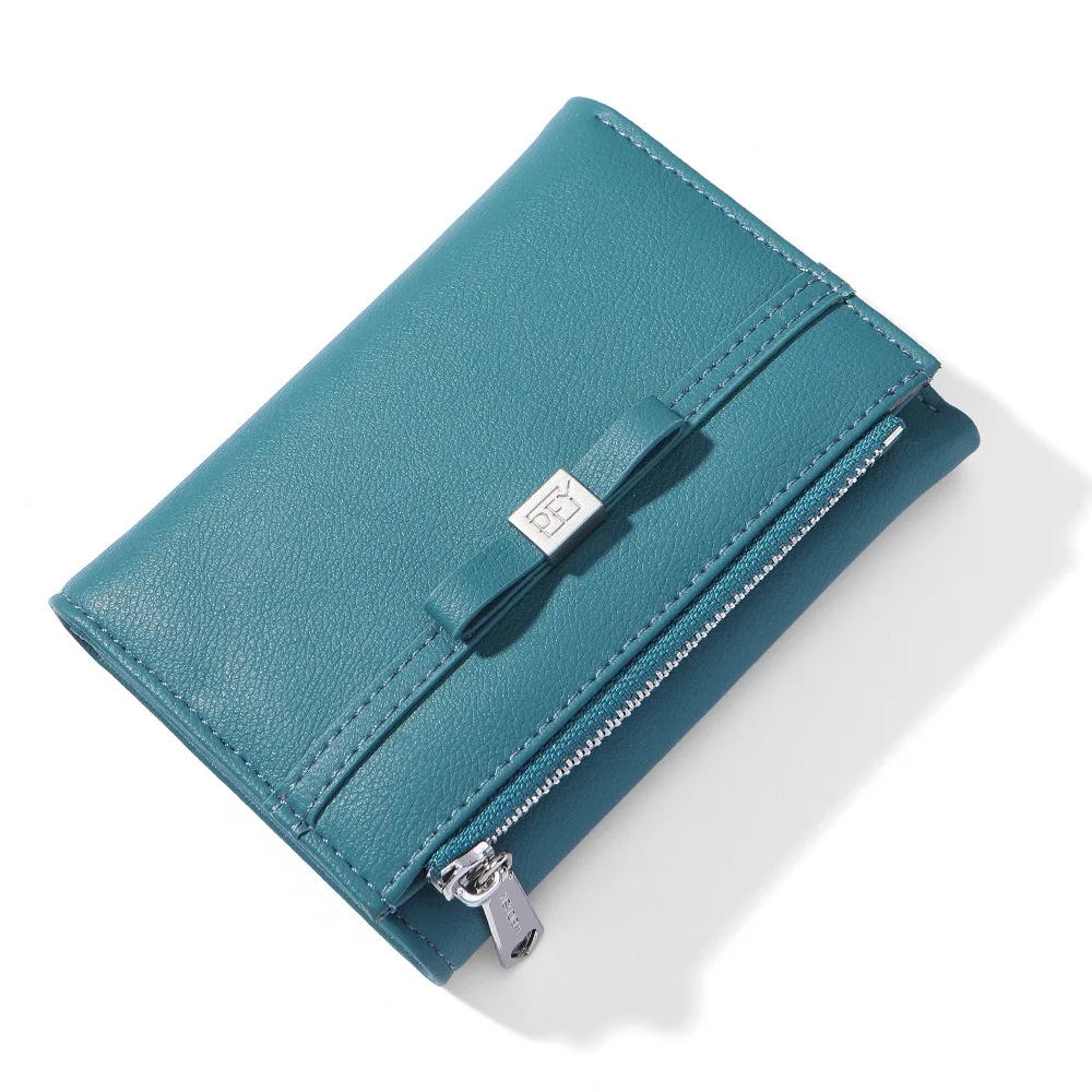 

Ladies Purse Wallet Student Buckle Fashion Solid Color Multifunctional Coin Purse Tri-fold Short Women's Party Cardholders