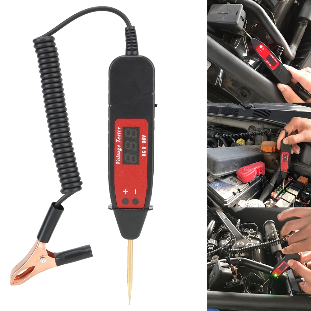 

5-36V Electric Voltage Power Test Pen Power Probe Pencil Digital Display Non-Contact Tester For Car Trailer Motorcycle Truck