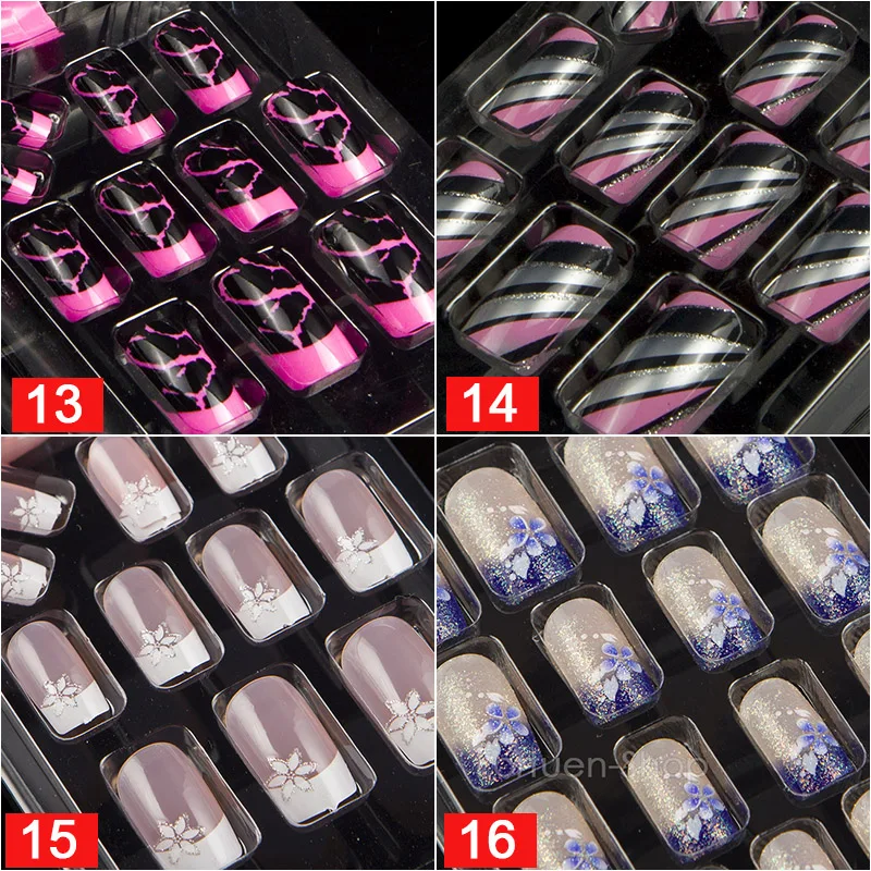 24 шт./корт. С 1 шт. клейкой лентой для ногтей нажмите на накладные ногти это