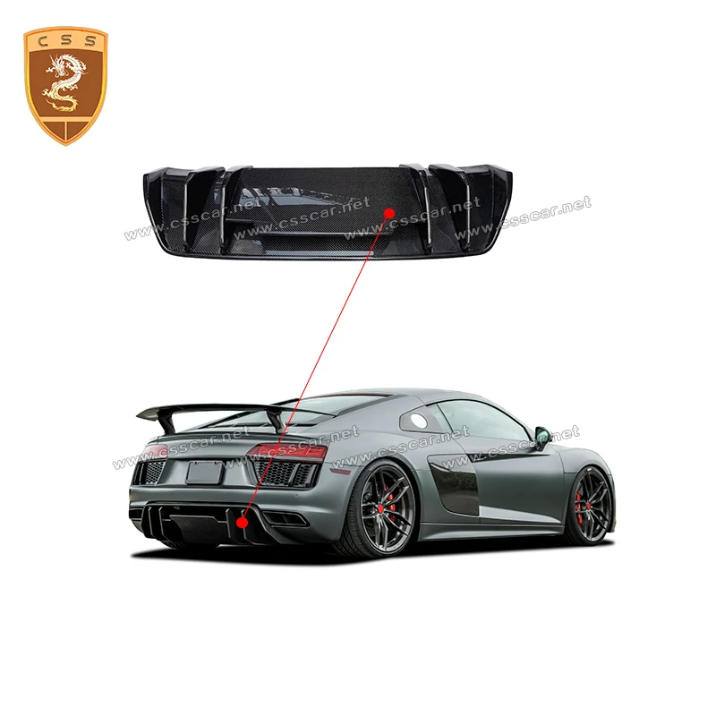 

Fit For R8 Real Carbon Fiber Rear Lip DIffuser Bumper Car Modification Carbon Styling Body Kits
