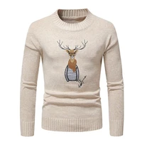 men sweater deer pattern crew neck sweaters men autumn fashion tops casual pullovers sweater outwear clothing 2021 fall new