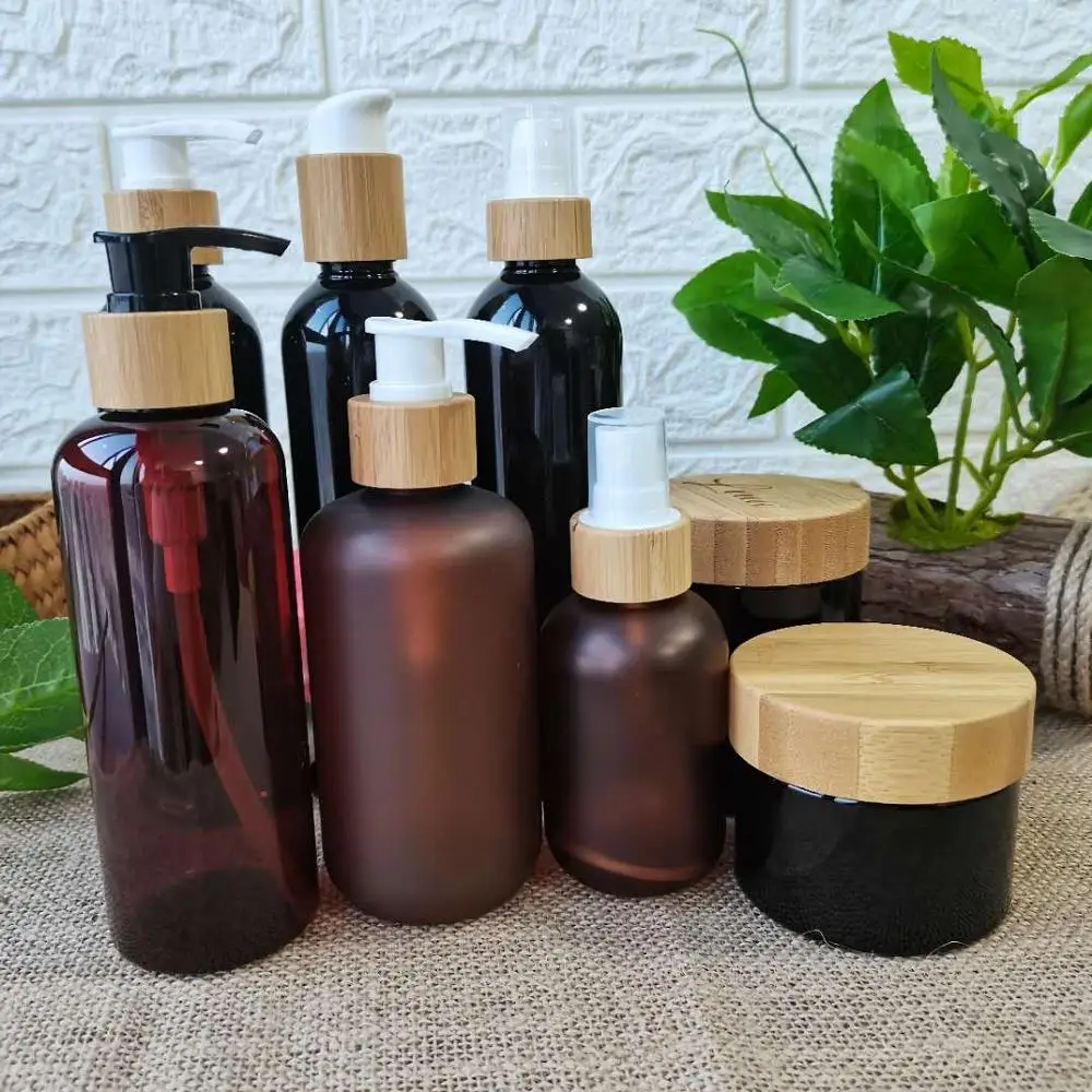 Стеклянная бутылка спрей для бамбукового лосьона 100 мл 120 150 деревянные бутылки