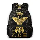 Тканевый рюкзак для девочек и мальчиков Saint Seiya, дорожные рюкзаки с золотистой тканью для подростков, школьные ранцы,