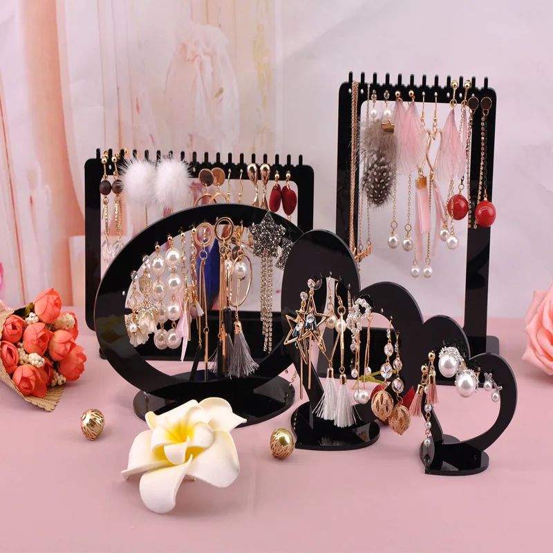 

Jewelry Organizer Earrings Display Stand Bracelet Necklace Storage Rack Desktop Heart-shaped Round Vertical Hanging Rack