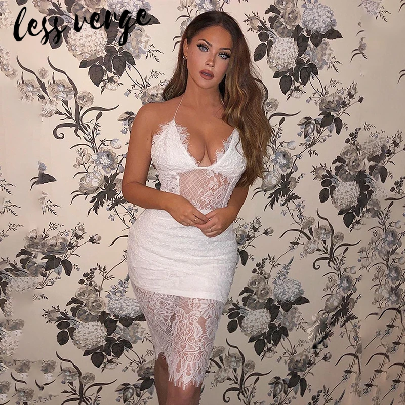 Женское Облегающее кружевное платье Lessverge белое ажурное миди с бахромой вечерние