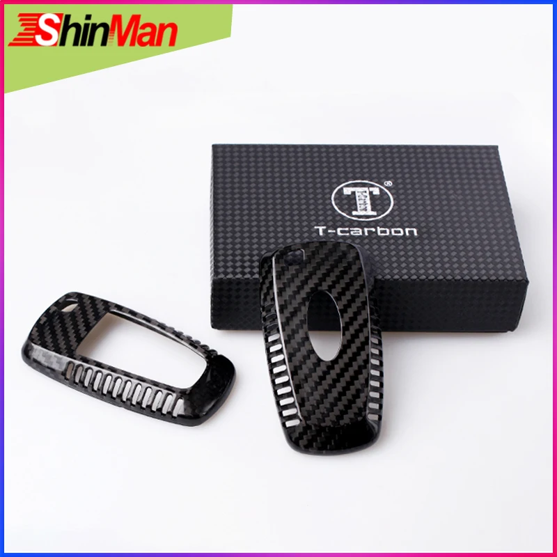 Классический черный автомобильный чехол для ключей ShinMan из углеродного волокна