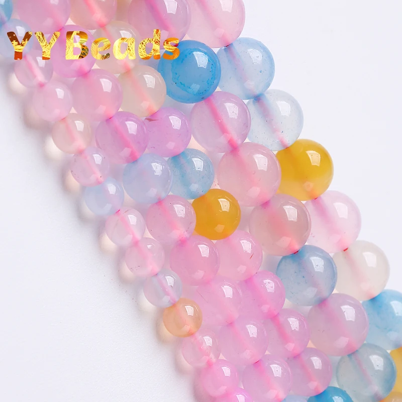 

AAA+ Natural Morganite Agates Beads Colorful Agates Onyx Gem Spacer Round Beads For Jewelry Making Accessories 15" 4 6 8 10 12mm
