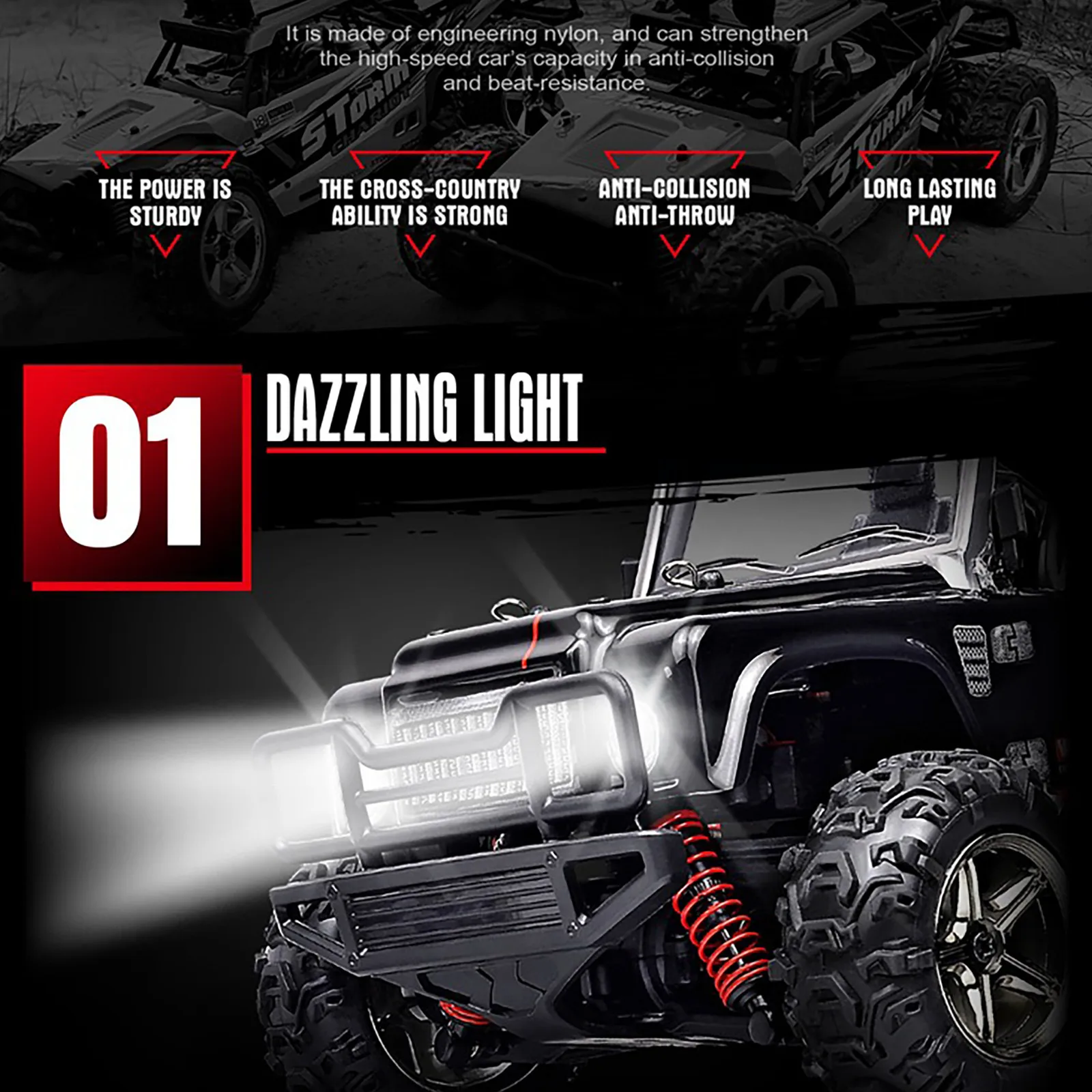 

RC Car Remote Control Car,2.4G 4WD All Terrain Off-Road Truck High Speed 45km/h Educational Toy Cognitive Ability Learning Toys