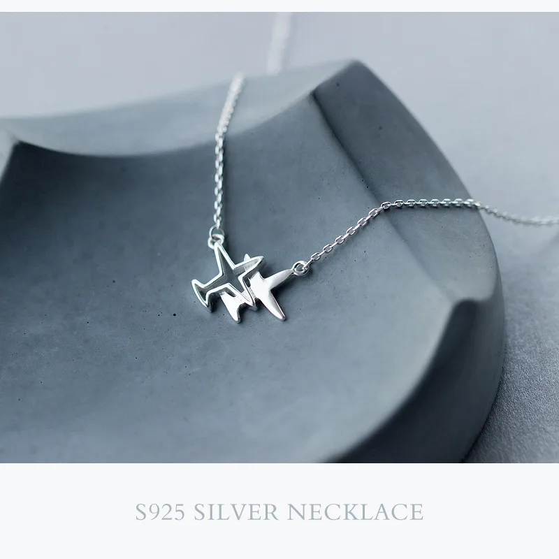 Женское колье из серебра 2018 пробы с подвеской в виде самолета 40 см|gift girl|fashion