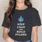 Женская одежда из пилона Keep Calm and build, футболка большого размера в стиле StarCraft Game, Женский винтажный Топ