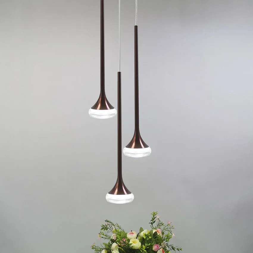 1 шт. современные светодиодные подвесные светильники кофейного черного цвета