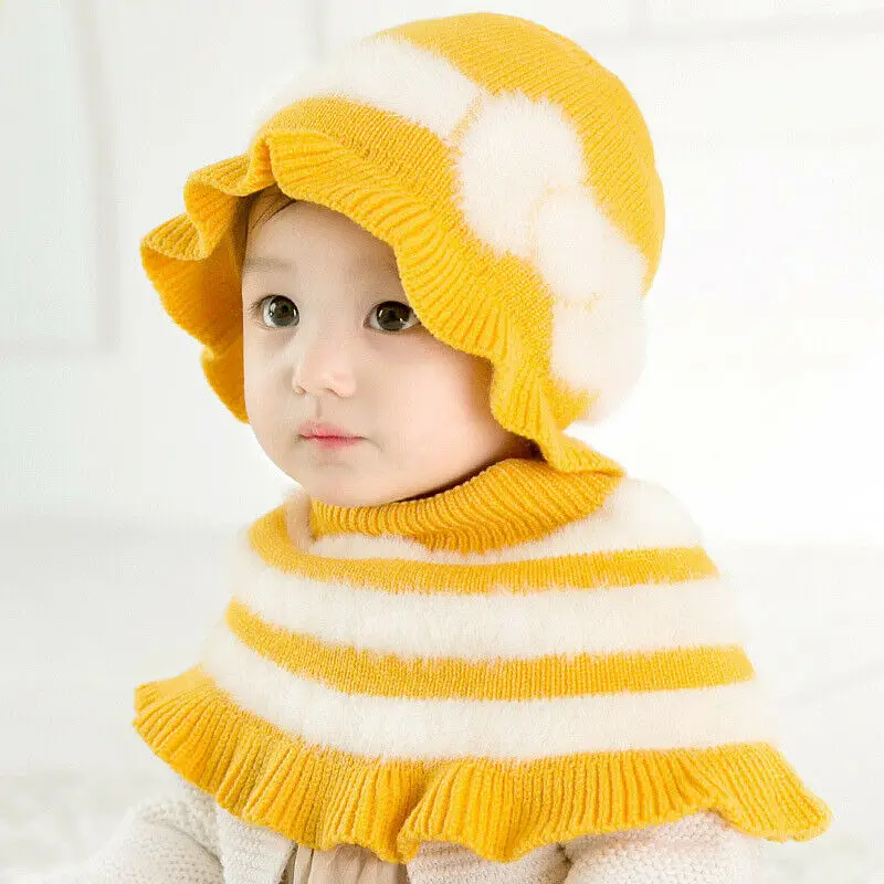 Шапка с оборками в полоску для новорожденных детей девочек принцесс 8 28 м зимняя