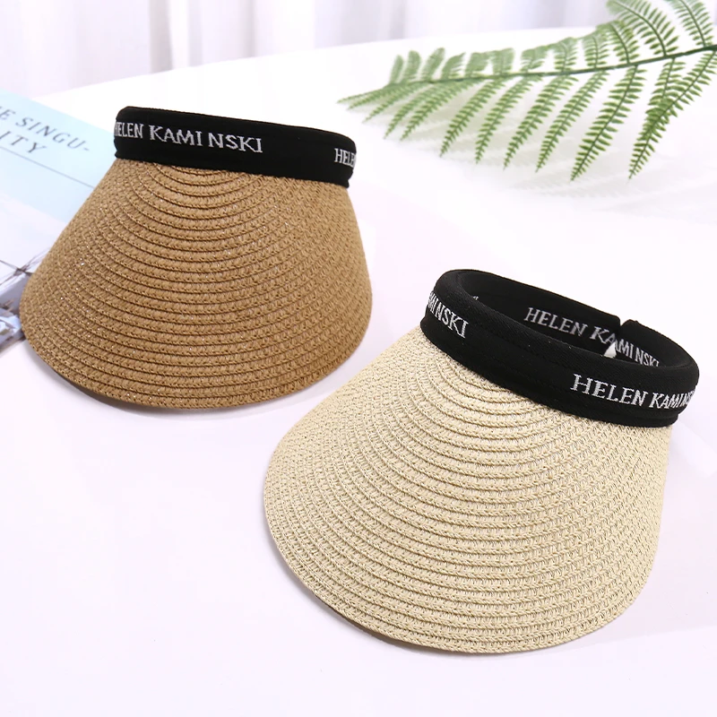 

New Summer Paper Grass Empty Top Hat Korean New Beach Outdoor Tourism Trend Anti Ultraviolet Sunshade Anti-sunburn Cap