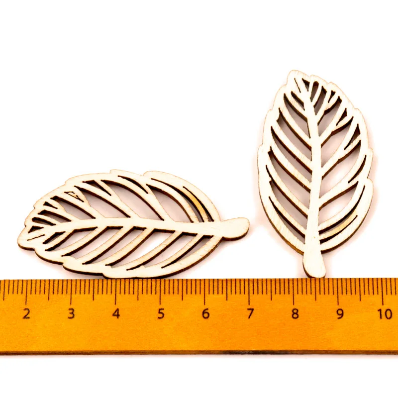 Natural Wooden Leaves Pattern - 10pcs Scrapbooking, Painting, Craft Handmade Accessories - 50-52mm for Sewing Home Decoration DIY image 6