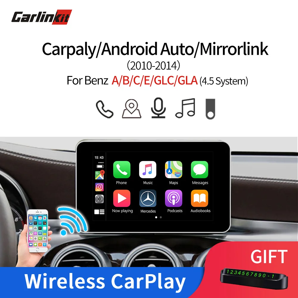 Carlinkit мультимедиа умный автомобиль модифицированный с беспроводной Apple Carplay/Android авто для Mercedes Benz NTG4.5 2012- iOS 13