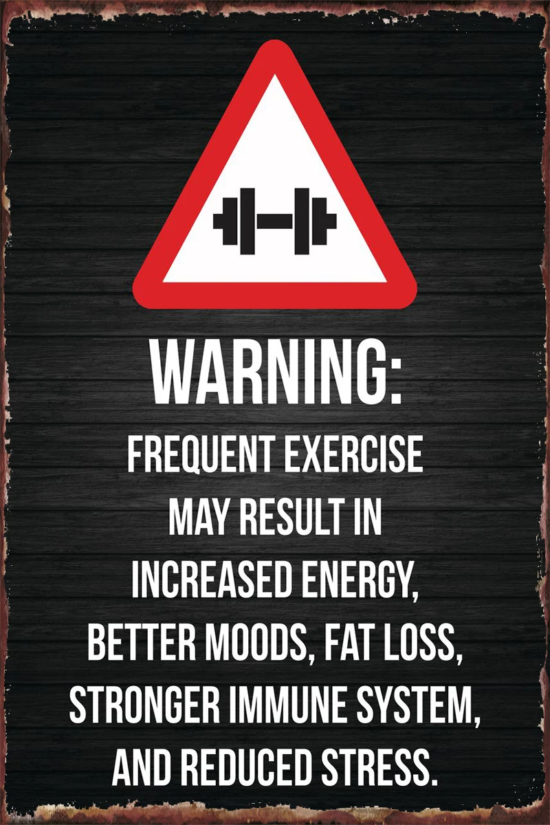 

Exercise Benefits Warning Wall Decor Room Decoration Retro Vintage Metal Sign Tin Sign Tin Plates For Pub Home Club Man Cave